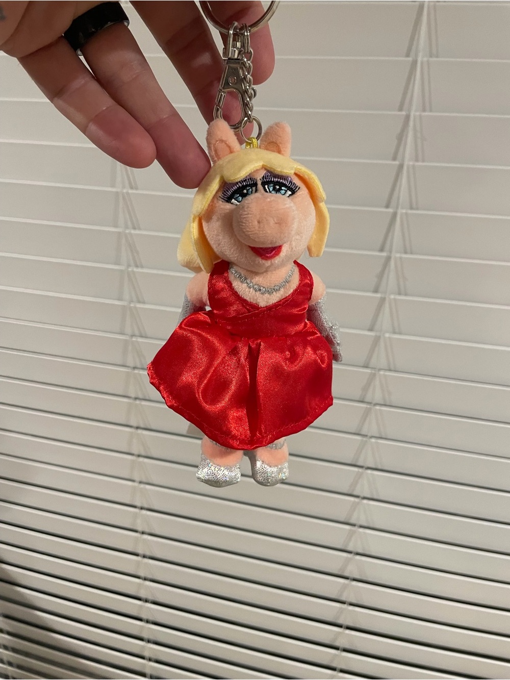 Disney muppets Ms. Piggy Plush Keychain with Red Satin Dress